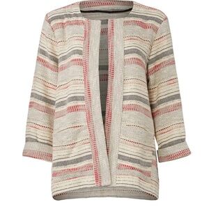 Bobeau Multicolor Striped Open-Front Cardigan